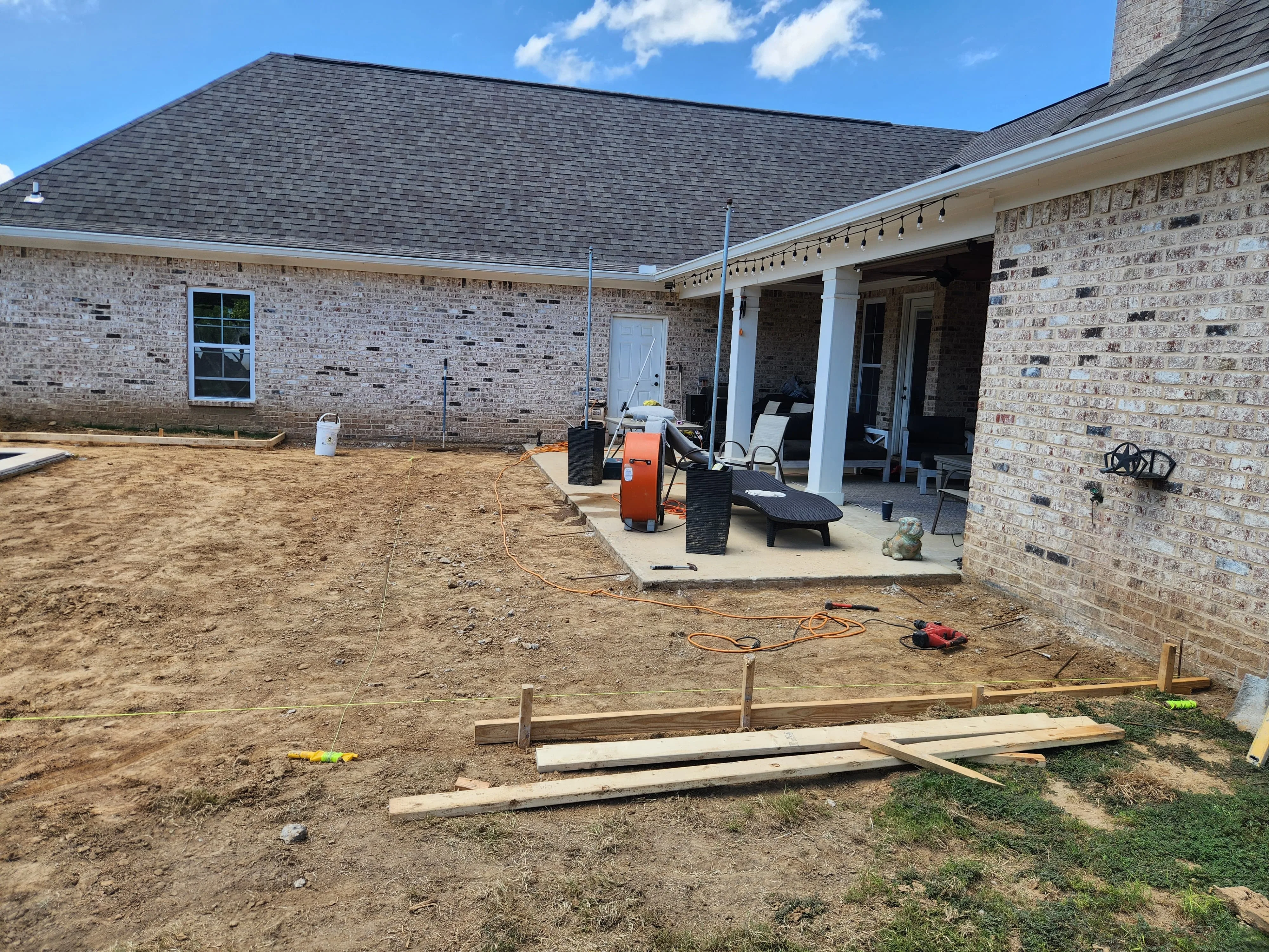 Pool excavation site prep with equipment, Pearl, MS