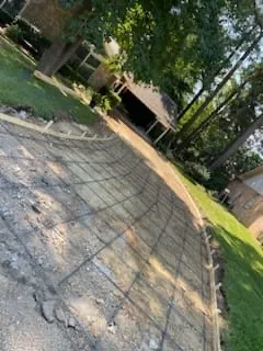 Curved concrete walkway formwork with rebar, Pearl, MS