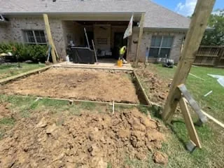Concrete slab formwork staged for pour, Pearl, MS